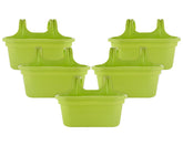Kuber Industries Hanging Flower Pot|Double Hook Plant Container|Durable Plastic Glossy Finish Pots for Home|Balcony|Garden|12 Inch|Pack of 5 (Green)